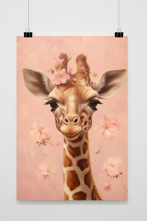 Giraffe Flower poster