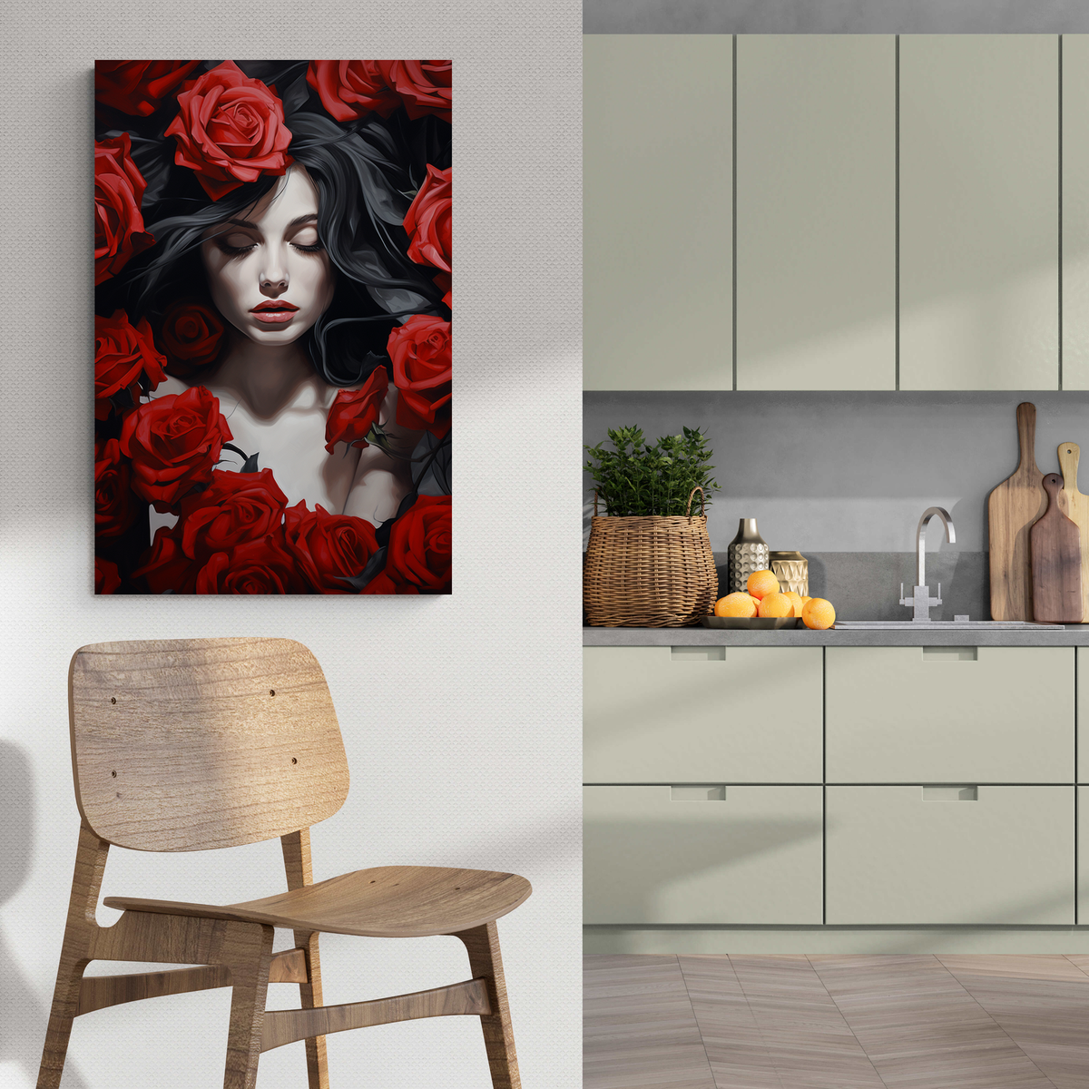 Femme aux Roses dans un intérieur