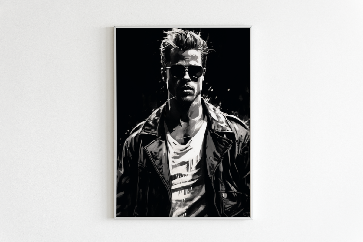 Tyler Durden en Blanco y Negro en un interior