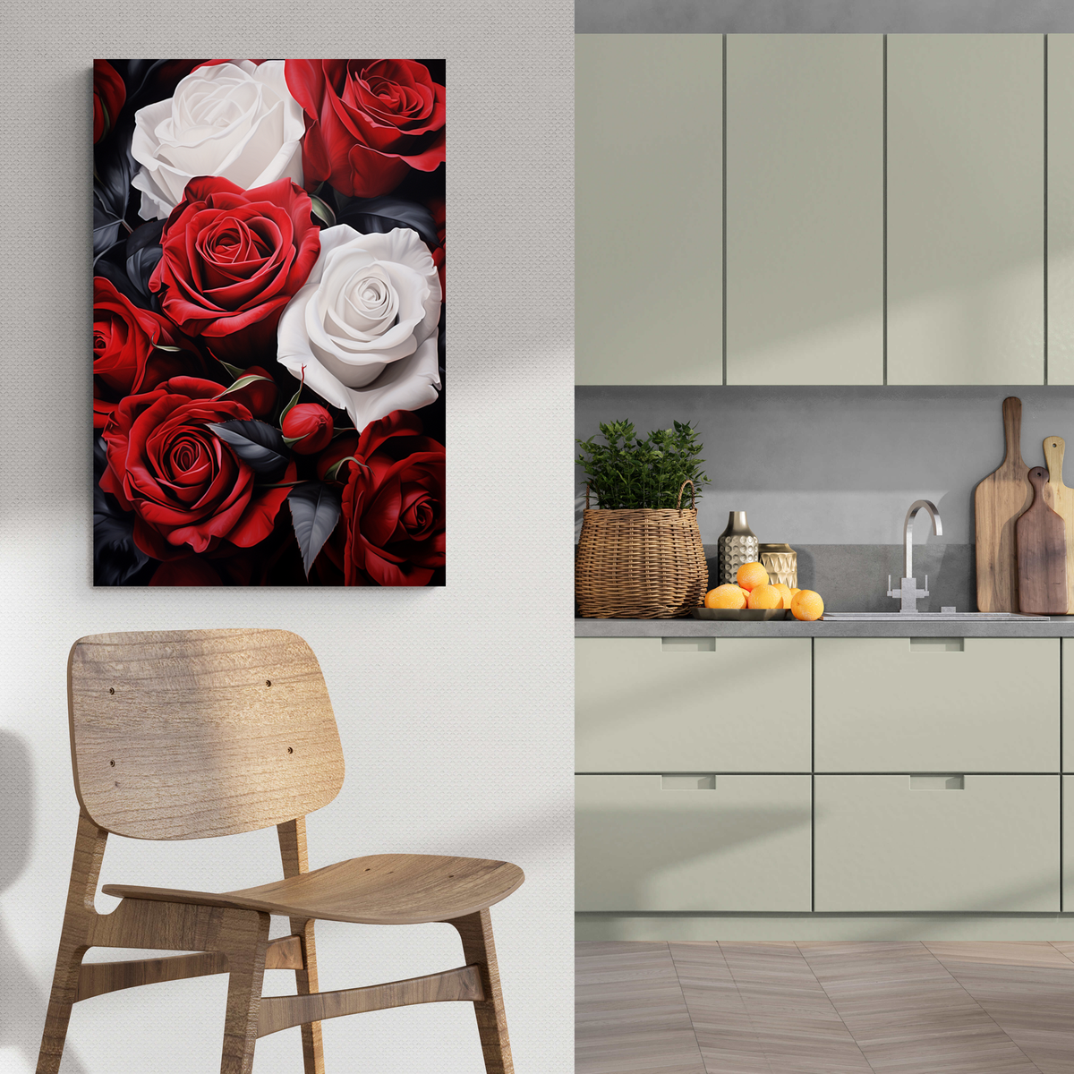 Roses Noir et Rouge dans un intérieur