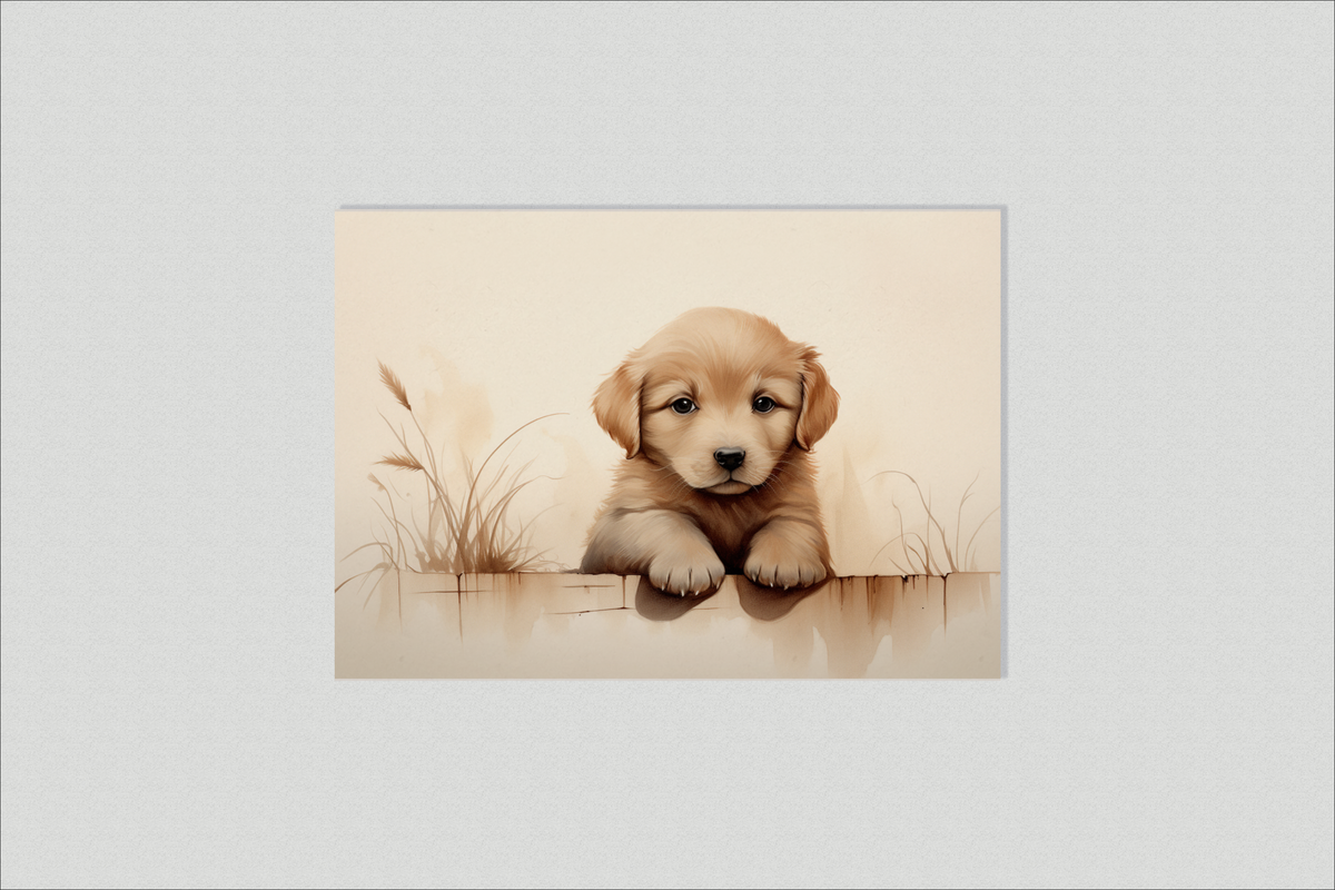 Cachorro Golden Retriever en un interior