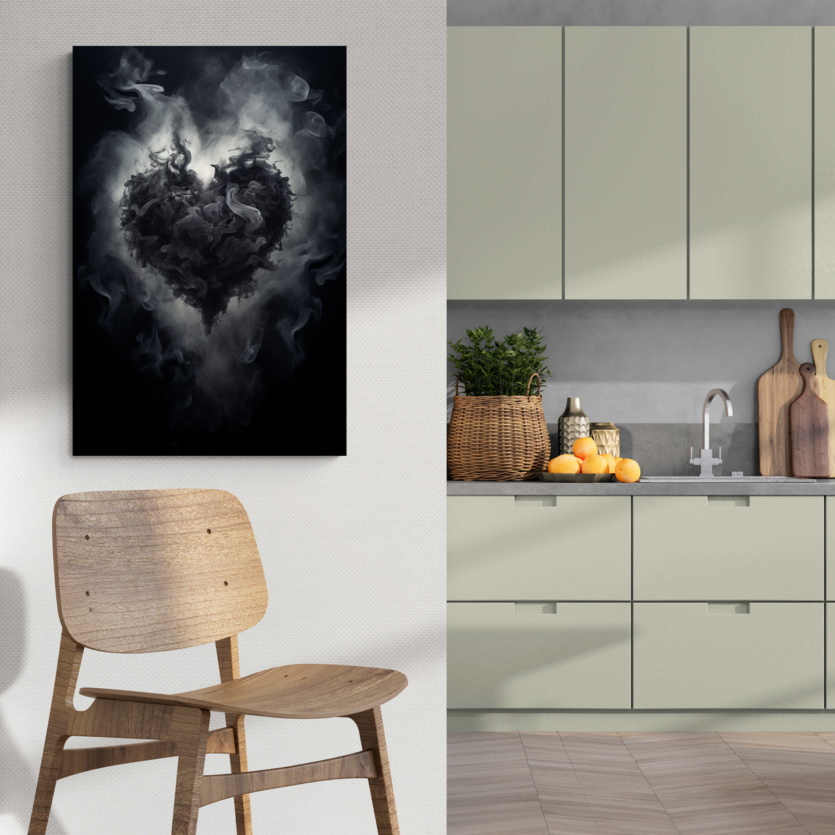 Corazón de Humo en un interior