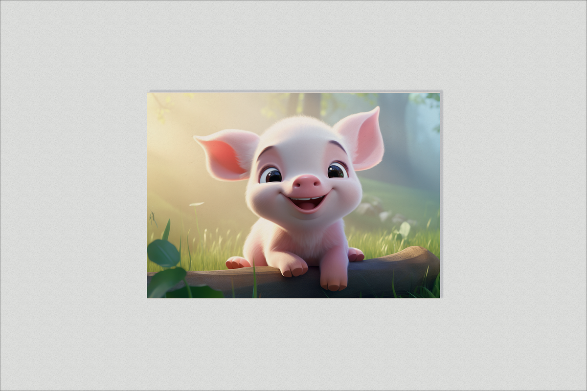 Cerdito Feliz de Dibujos en un interior