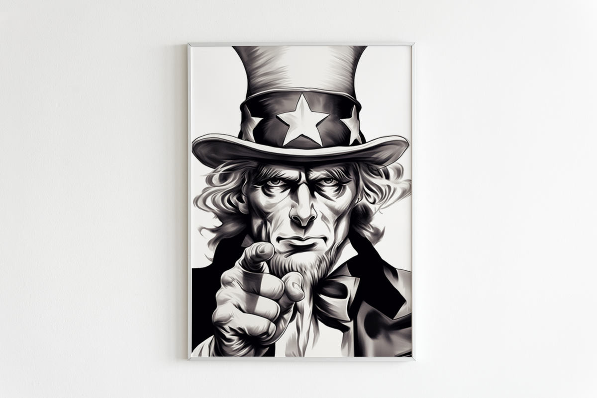 Uncle Sam en Blanco y Negro en un interior