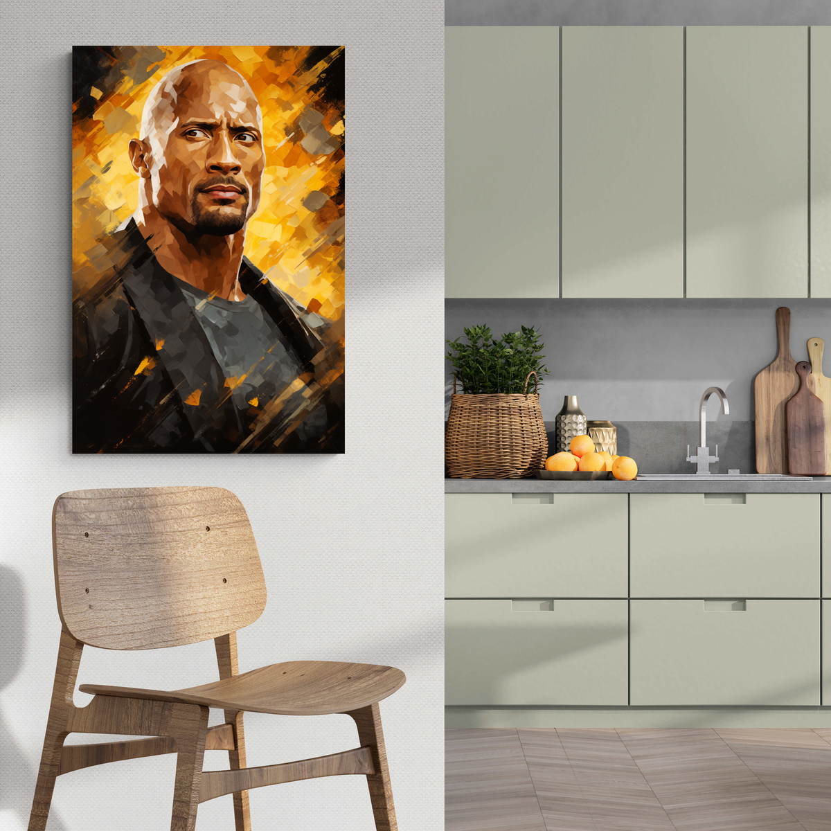 The Rock en un interior