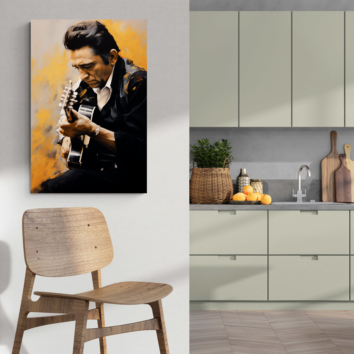 Johnny Cash en un interior