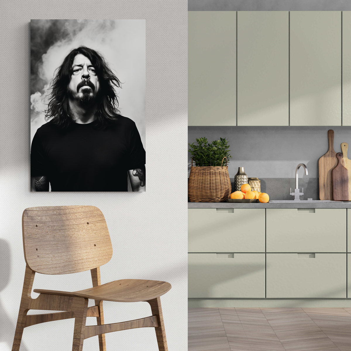 Dave Grohl con Humo en un interior