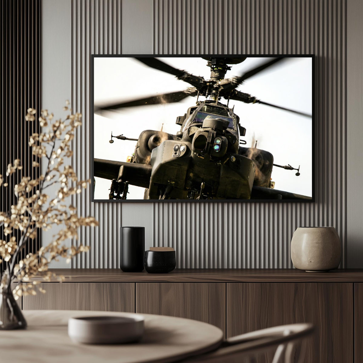 Helicóptero Militar en un interior