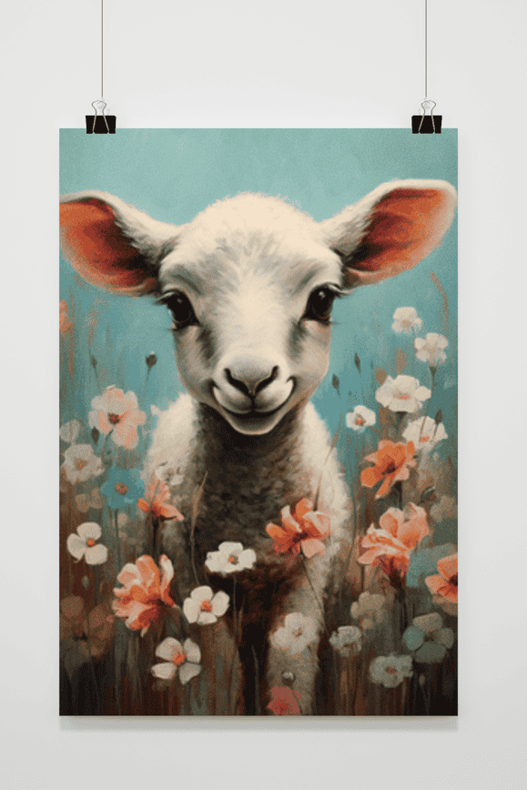 Little Lamb with Flower poster
