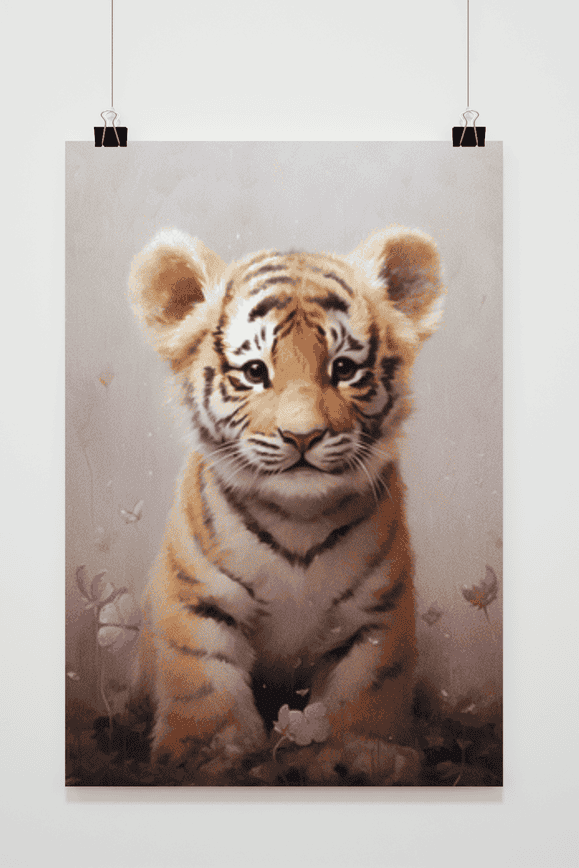 Cub with Flowers poster