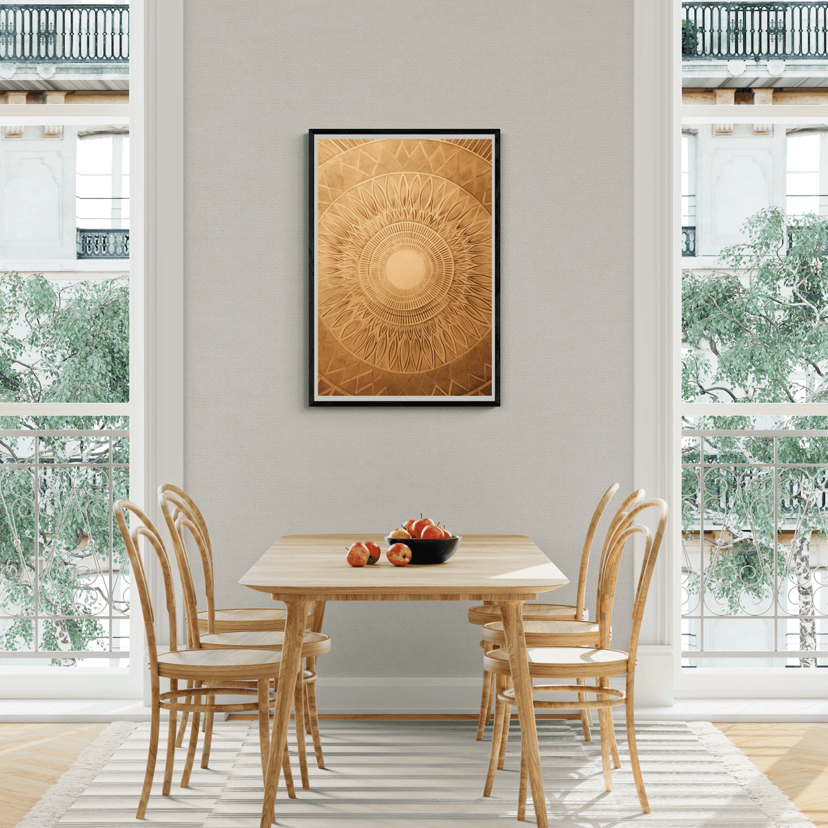 Mandala Dorada Marrón en un interior