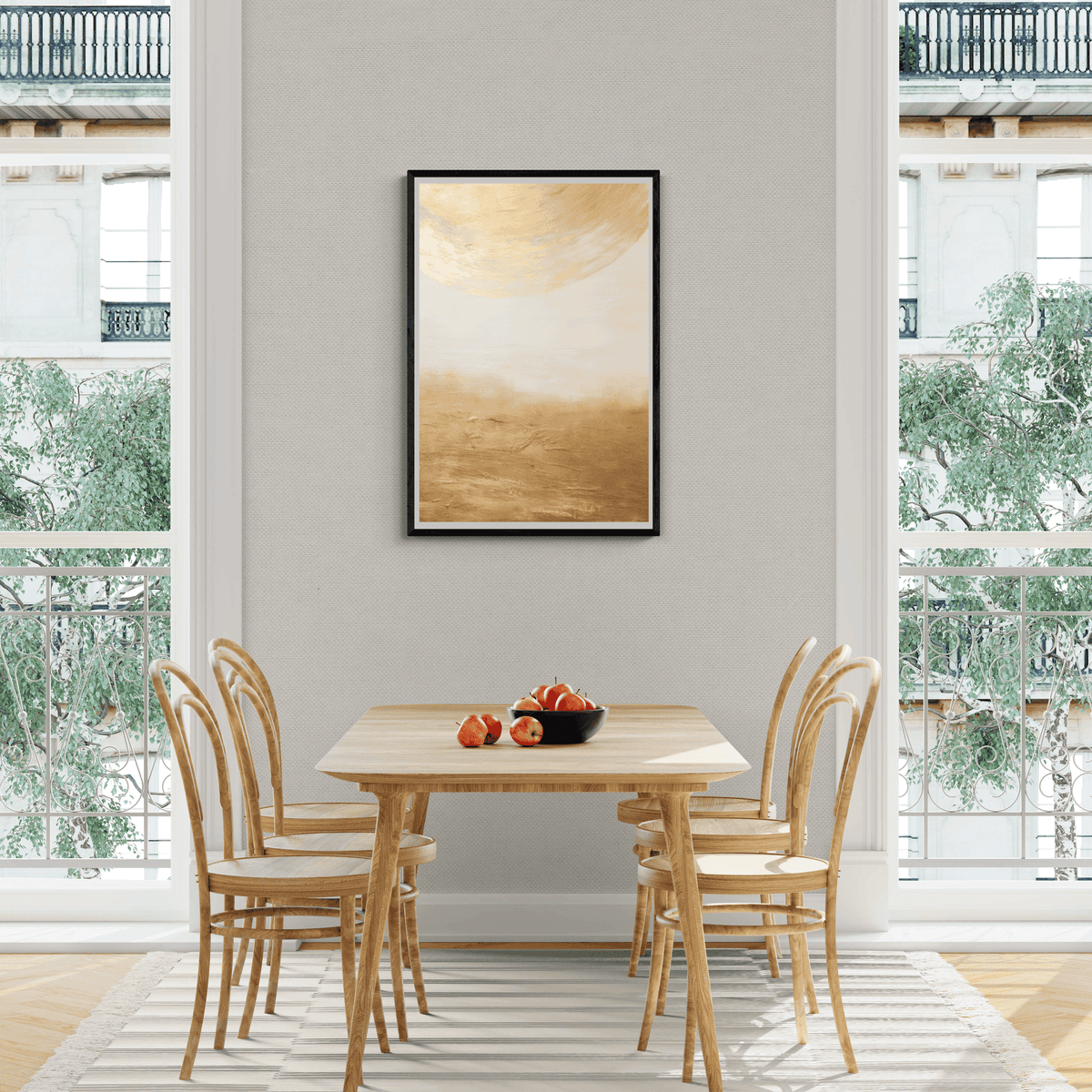 Abstracto Dorado Blanco en un interior