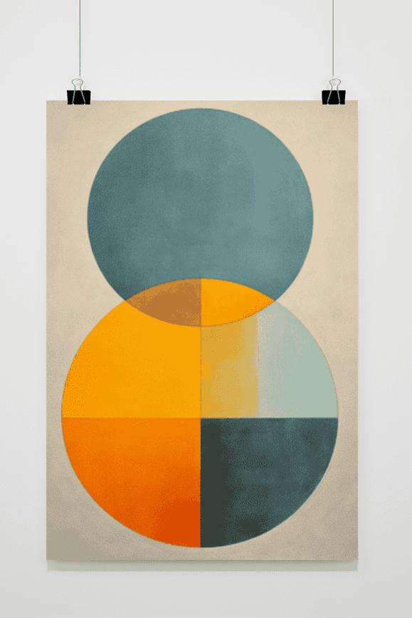 Cirkels Oranje Blauw poster