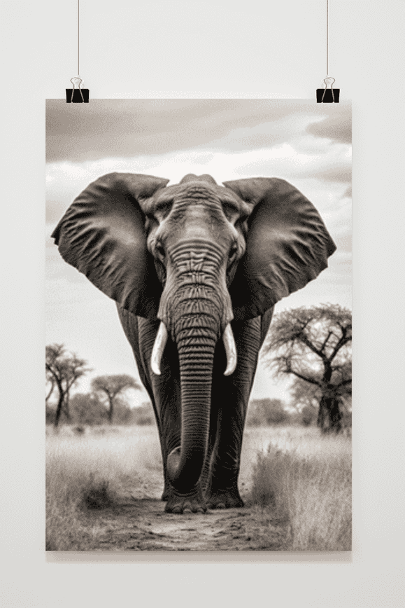 Póster Elefante en la Sabana de 25 Artstreet