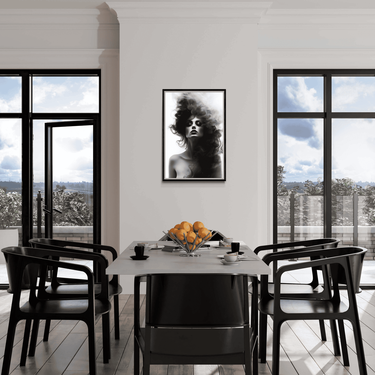 Mujer en Blanco y Negro en un interior