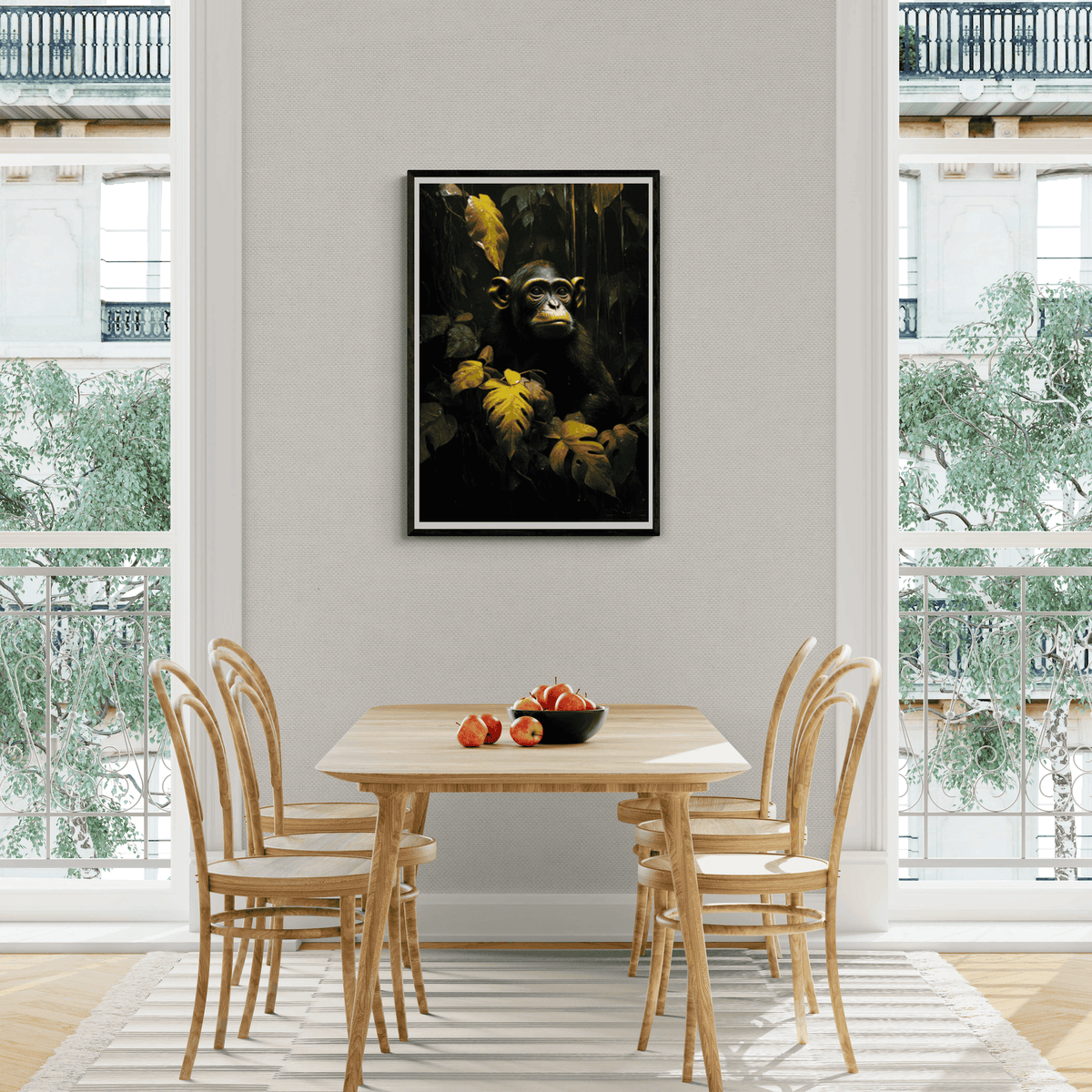 Chimpancé en un interior
