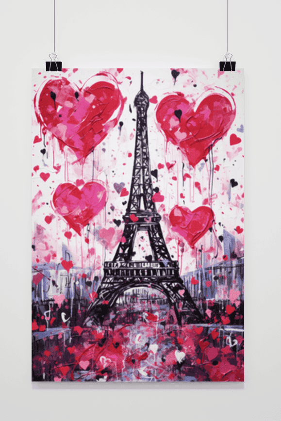 Póster París Corazones