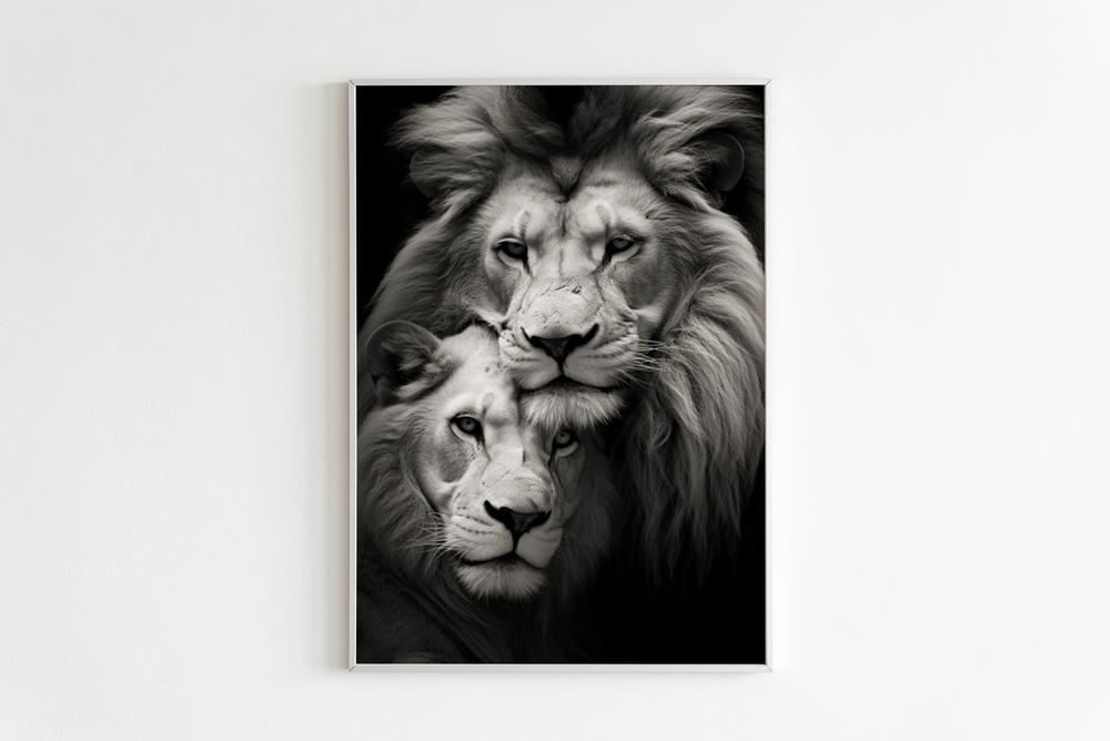 Löwen schwarz und weiß