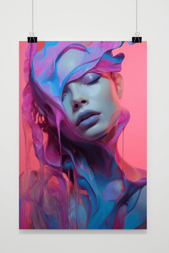 Póster Mujer en Pintura Rosa de 25 Artstreet