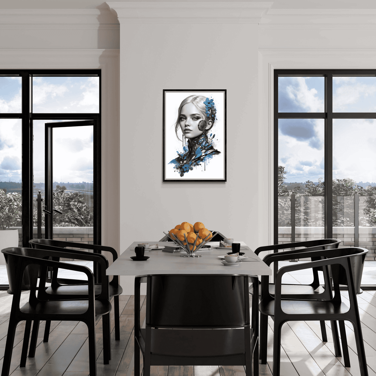 Mujer Azul en un interior