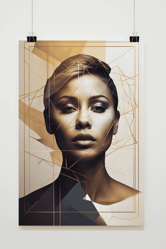 Póster Mujer Líneas Doradas de 25 Artstreet