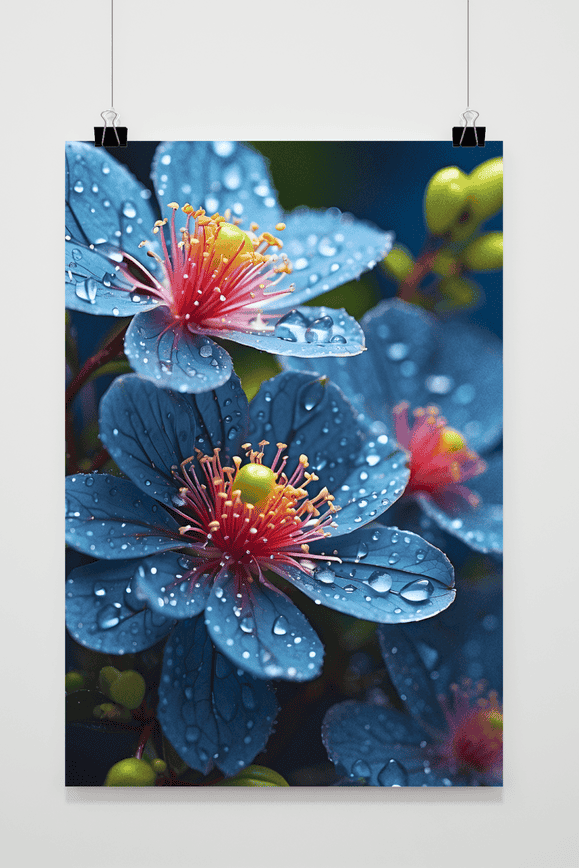 Druppels op Bloemen poster
