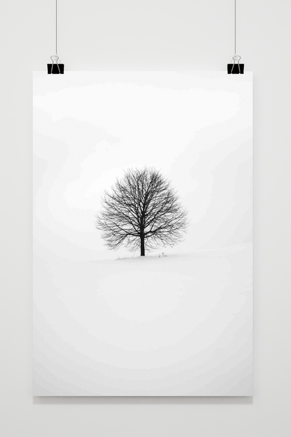 Póster Árbol en la Nieve