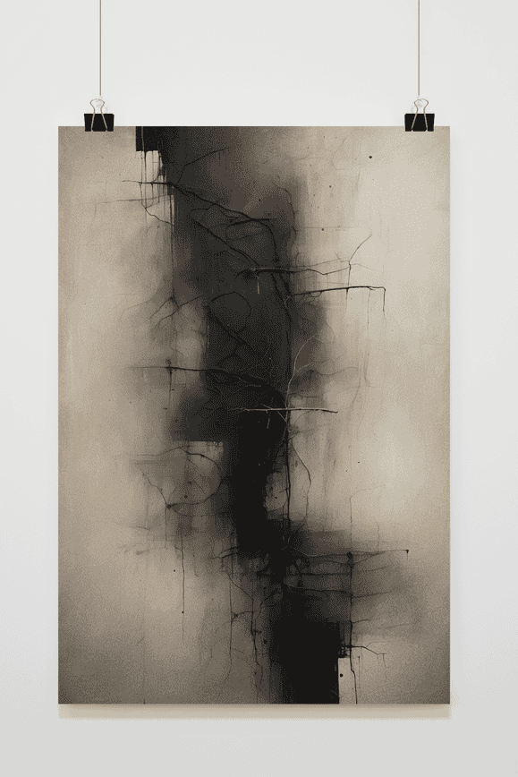 Póster Abstracto Blanco Negro de 25 Artstreet