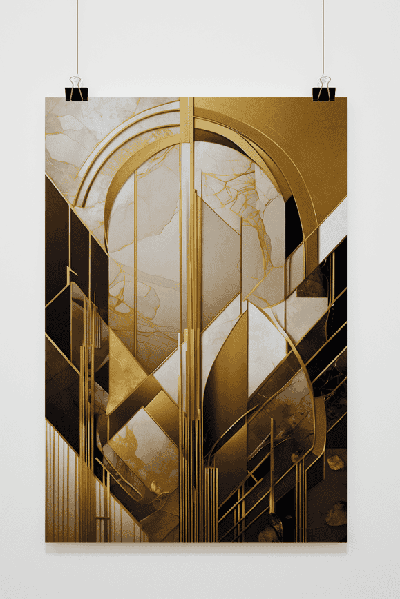 Abstract Goud Wit poster