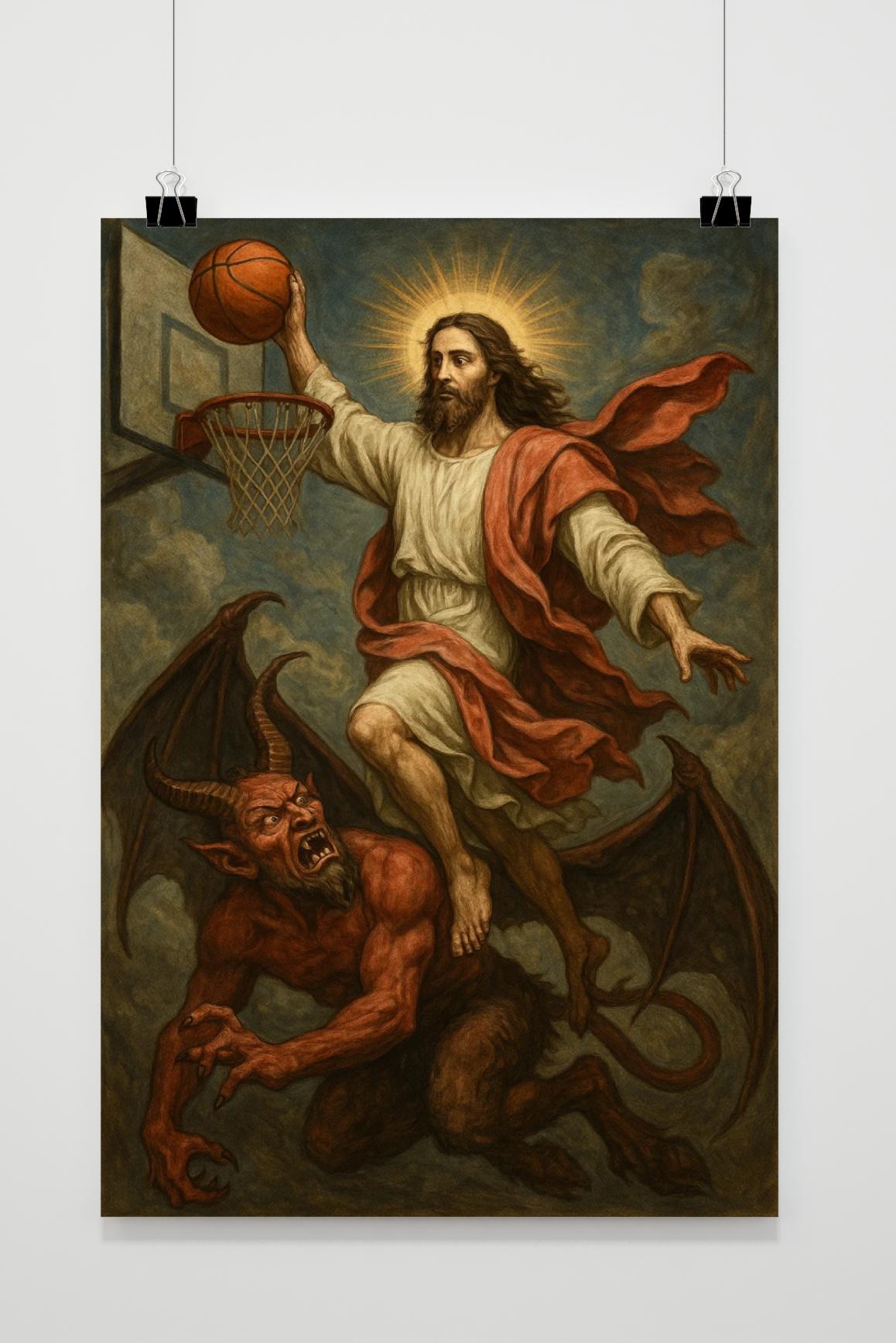 Jesus Devil Basketball Poster von 25 Artstreet
