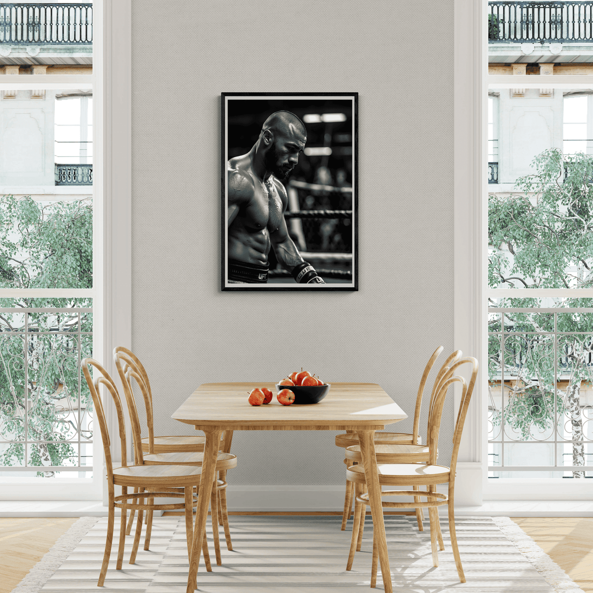 Boxeador Blanco y Negro en un interior