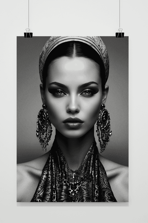 Women Earrings Black White poster