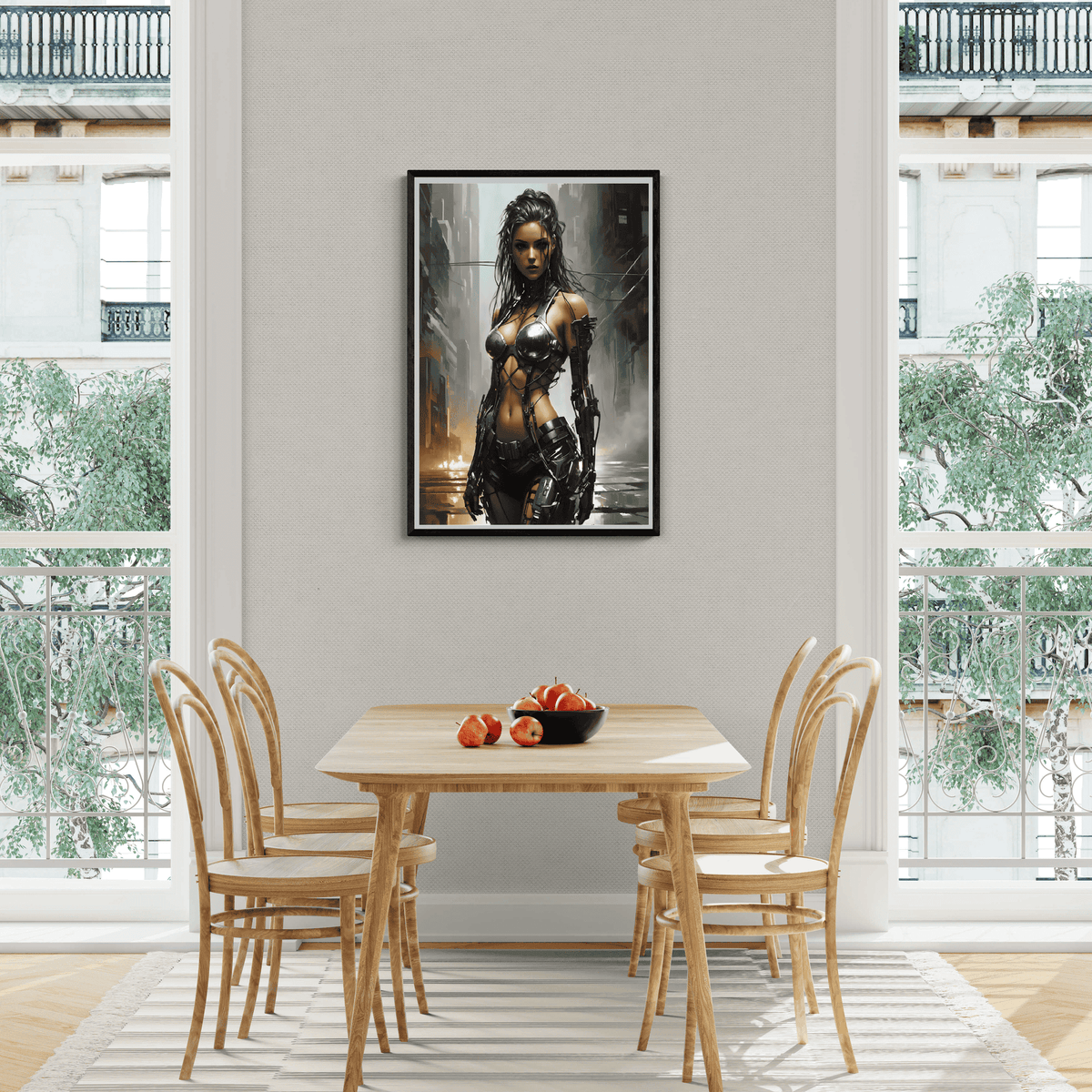 Mujer Cyborg en un interior