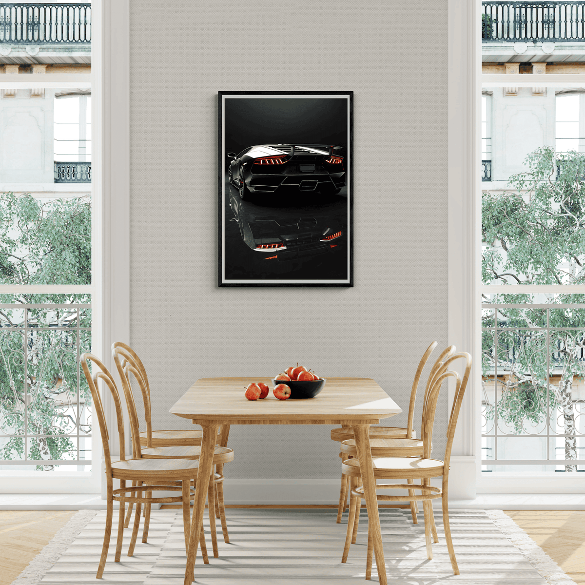 Coche Lambo Negro en un interior