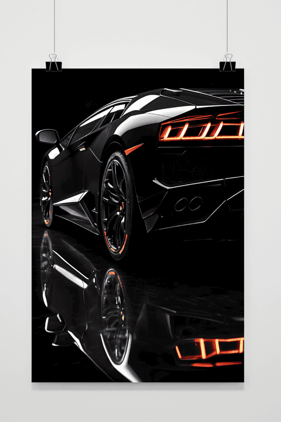 Lambo Close Up Zwart poster