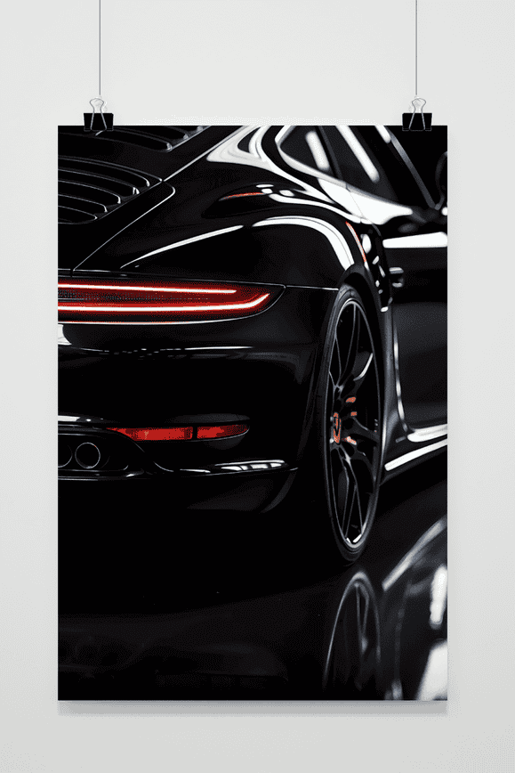 Póster Porsche Negro