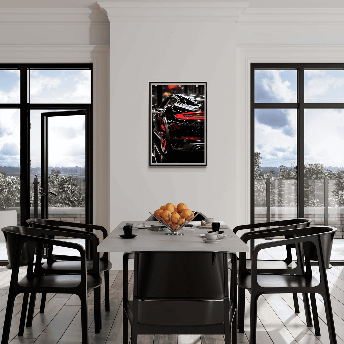 Deportivo Negro Rojo en un interior