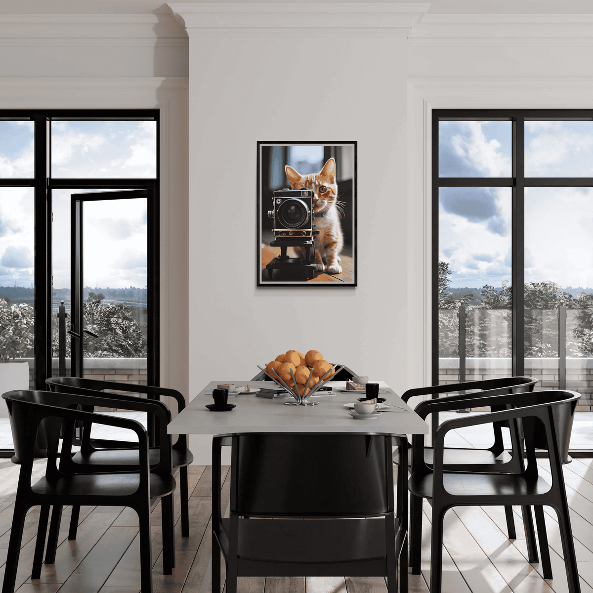 Chatte avec Appareil Photo dans un intérieur