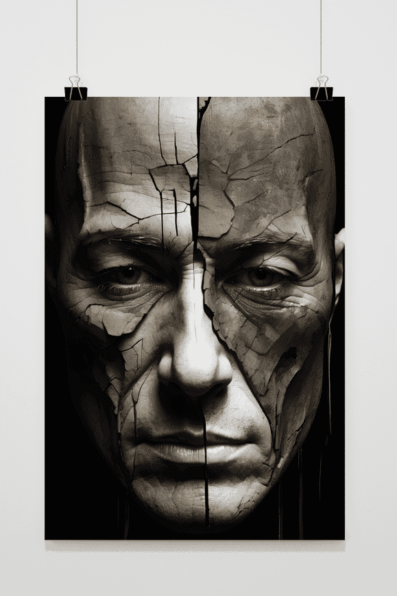 Póster Hombre Medio Rostro de 25 Artstreet