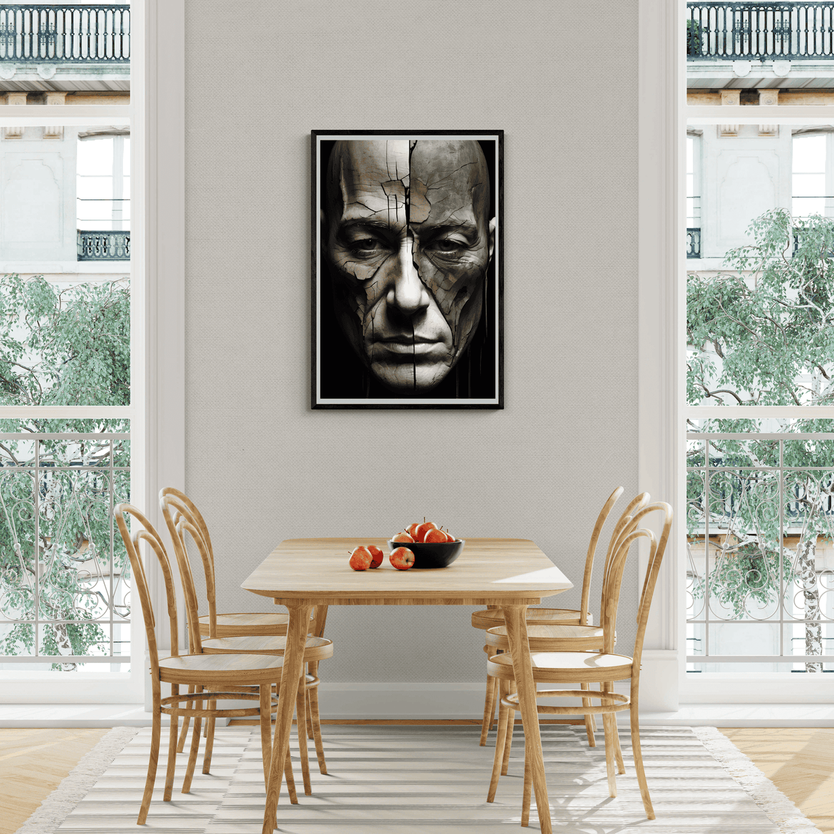 Hombre Medio Rostro en un interior