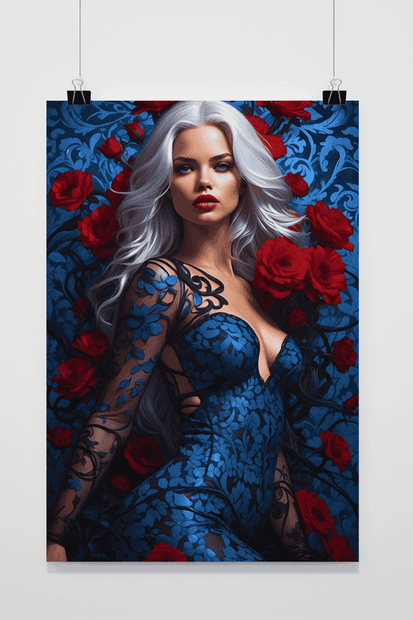 Frau Rosen Blau Poster