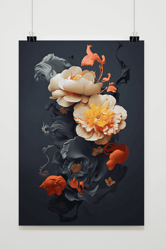 Affiche Fleur Fumée Noire