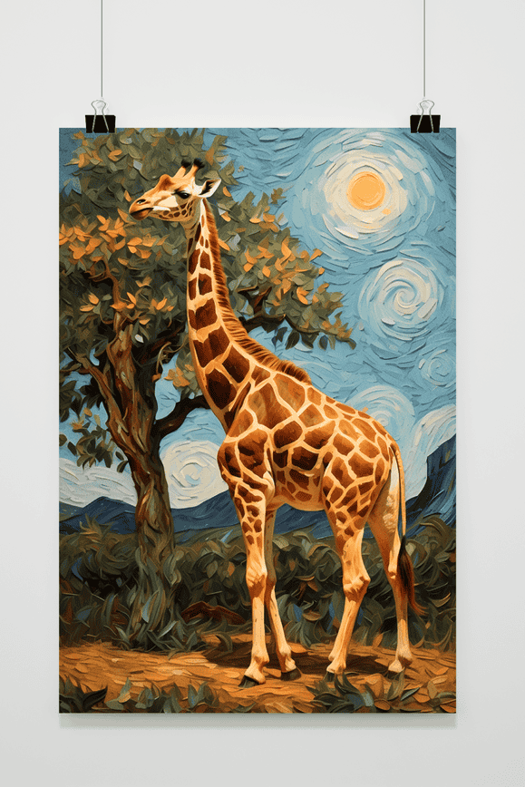 Affiche Girafe Van Gogh