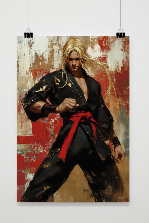 Man Fighter Martial Arts Aquarel poster