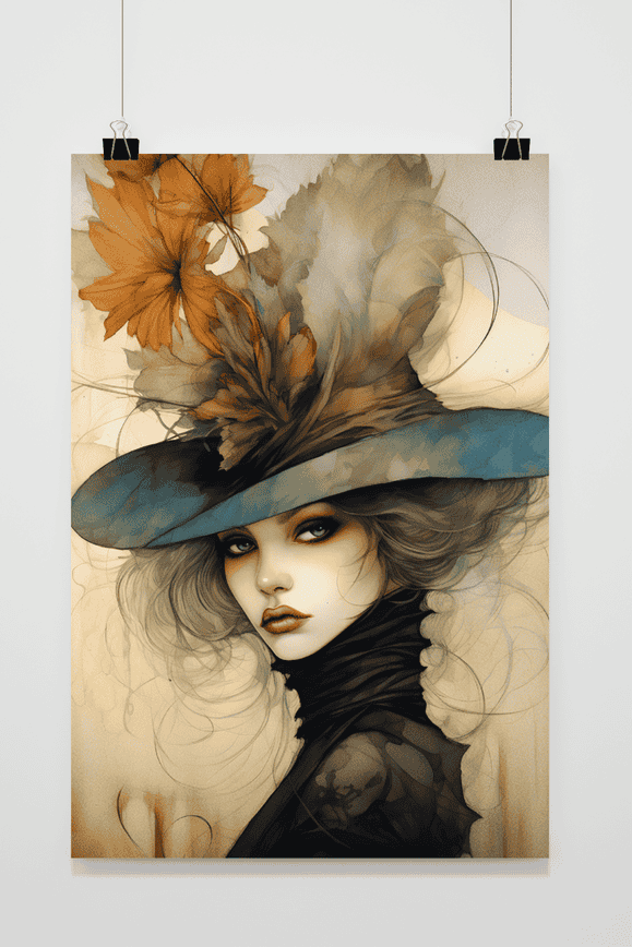 Affiche Femme au Chapeau à Plumes de 25 Artstreet