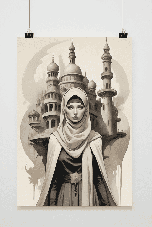 Póster Mujer con Hiyab Abstracto de 25 Artstreet