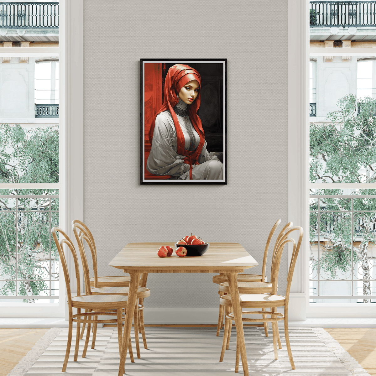 Pañuelo Rojo Hijab en un interior