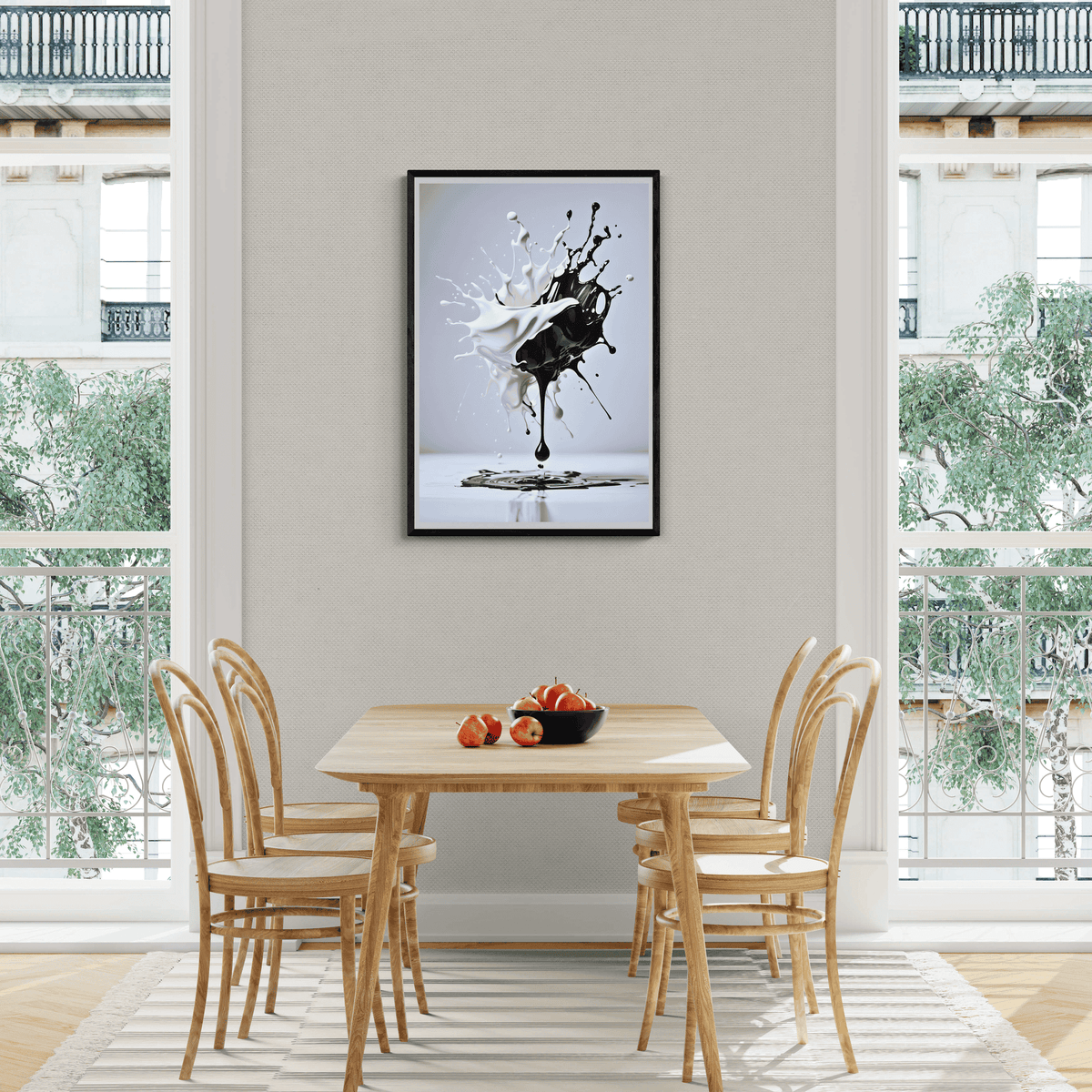 Pintura en Blanco y Negro en un interior