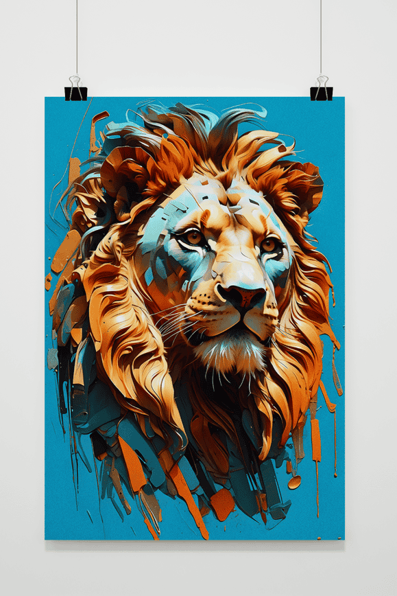 Lion Head Blue poster