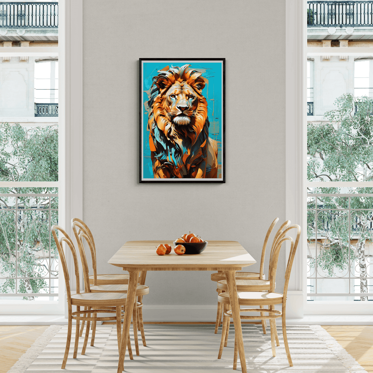 León Azul en un interior